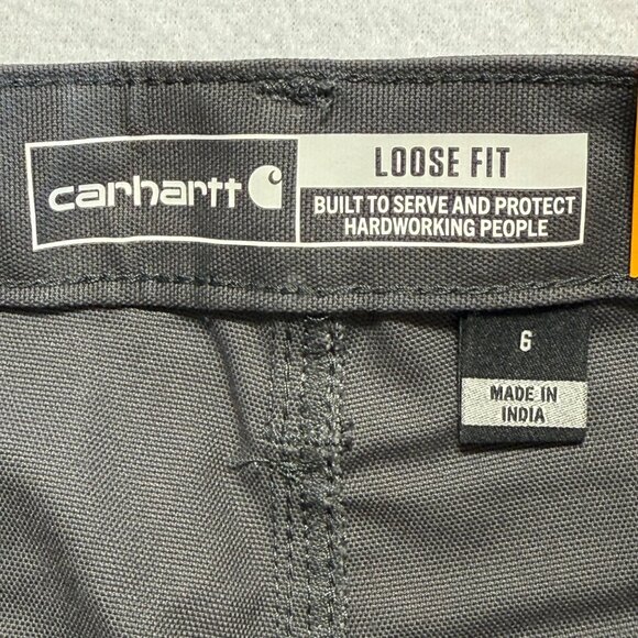 Carhartt Women's Rugged Flex Loose Dark Grey Canvas Shorts Size 6 NWT 10" Inseam - Picture 5 of 11